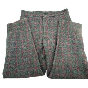 Vintage Johnson Woolen Mills, Inc Men Adirondack Wool Gray Plaid Pants Made USA